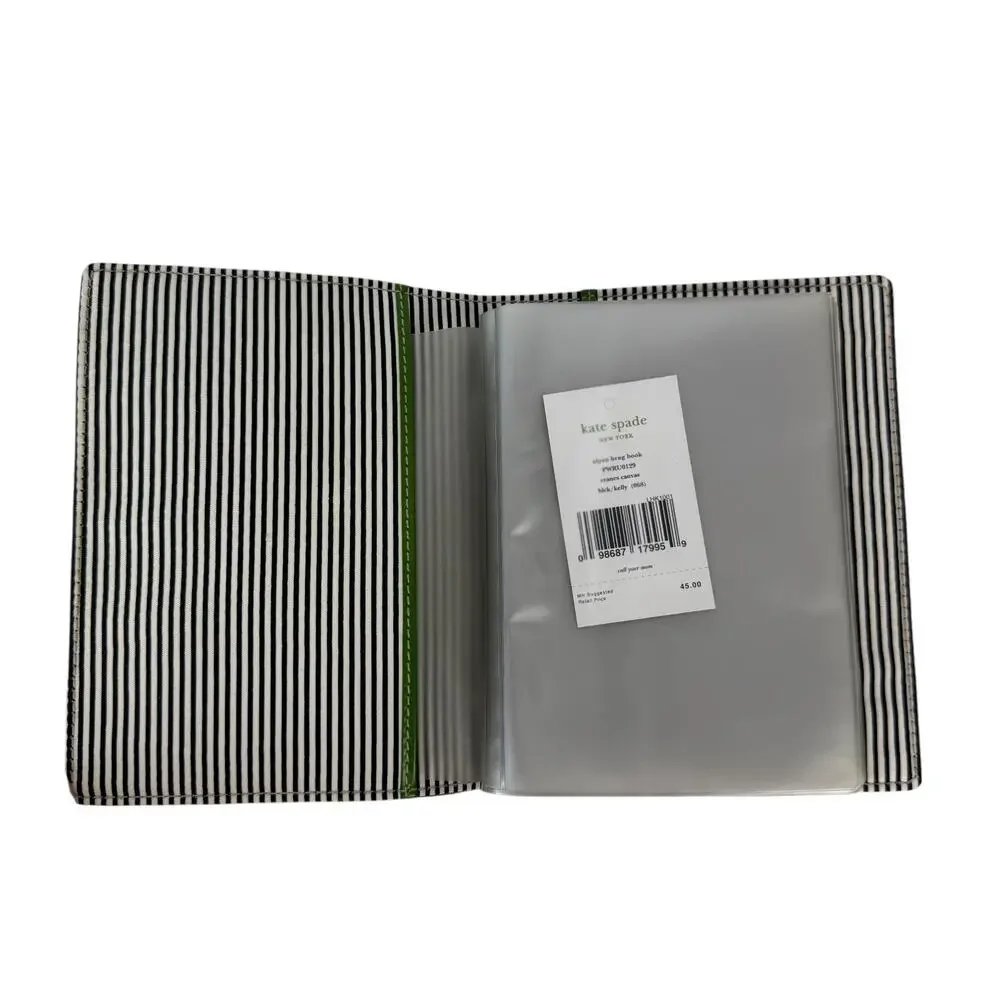 Kate Spade Elyce Black Green Canvas Brag Book Photo Album with Box 6.5